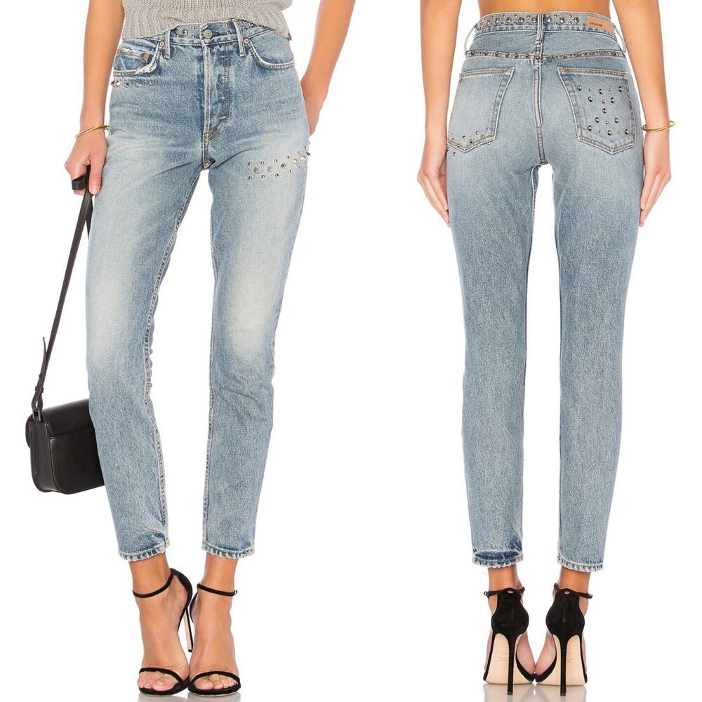 GRLFRND Karolina Studded High-Rise Skinny Jeans Lennon Wash Women’s Size 23